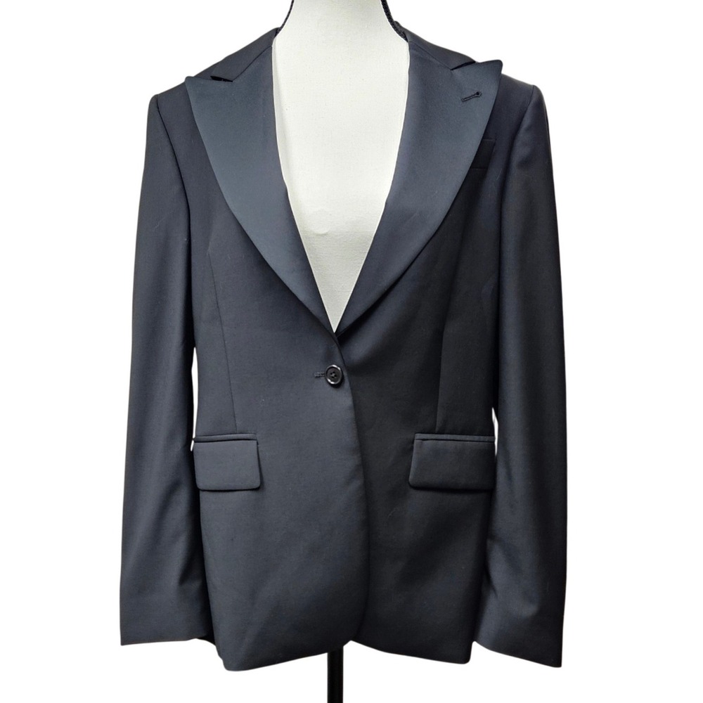Brooks Brothers Italy 100% Wool Blazer Women's 8 Black One Button Jacket